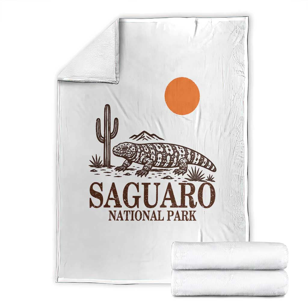 Saguaro National Park Gila Monster Hiking Arizona Throw Blanket Desert Cactus Sunset Southwest Nature Tucson Souvenir Gift TS14 White Print Your Wear