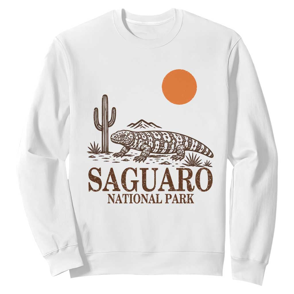 Saguaro National Park Gila Monster Hiking Arizona Sweatshirt Desert Cactus Sunset Southwest Nature Tucson Souvenir Gift TS14 White Print Your Wear