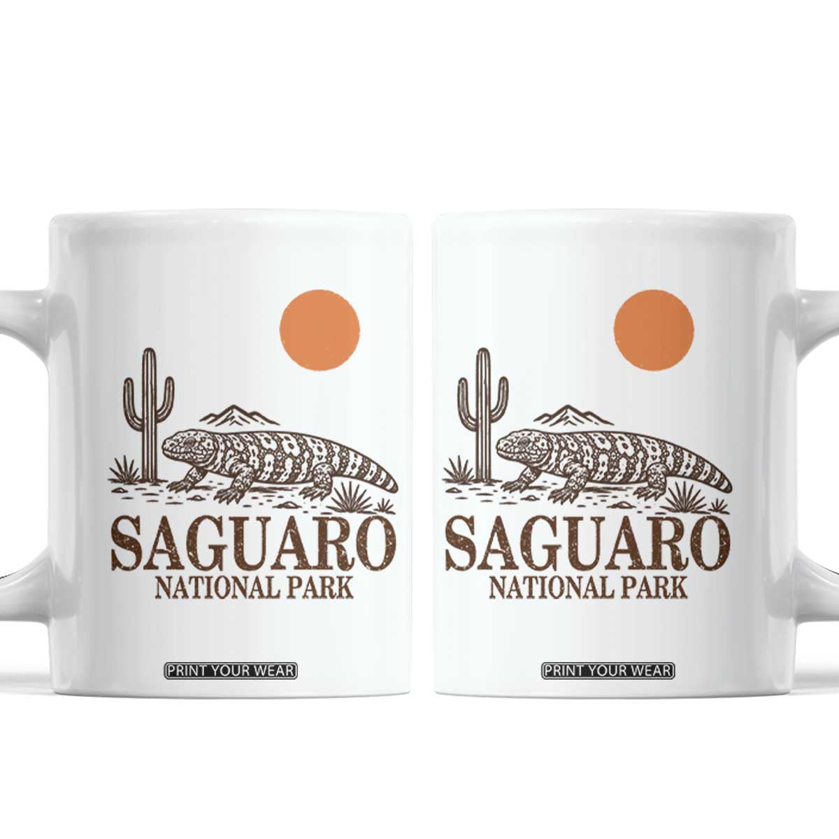 Saguaro National Park Gila Monster Hiking Arizona Coffee Mug Desert Cactus Sunset Southwest Nature Tucson Souvenir Gift TS14 White Print Your Wear