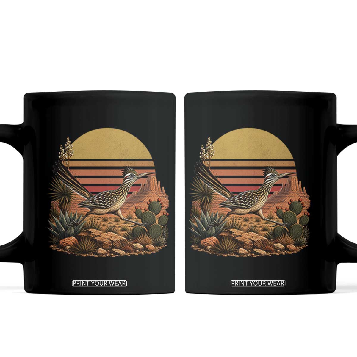 Retro Arizona Roadrunner Desert Sunset Coffee Mug Southwest Bird Wildlife Nature Lover TS14 Black Print Your Wear