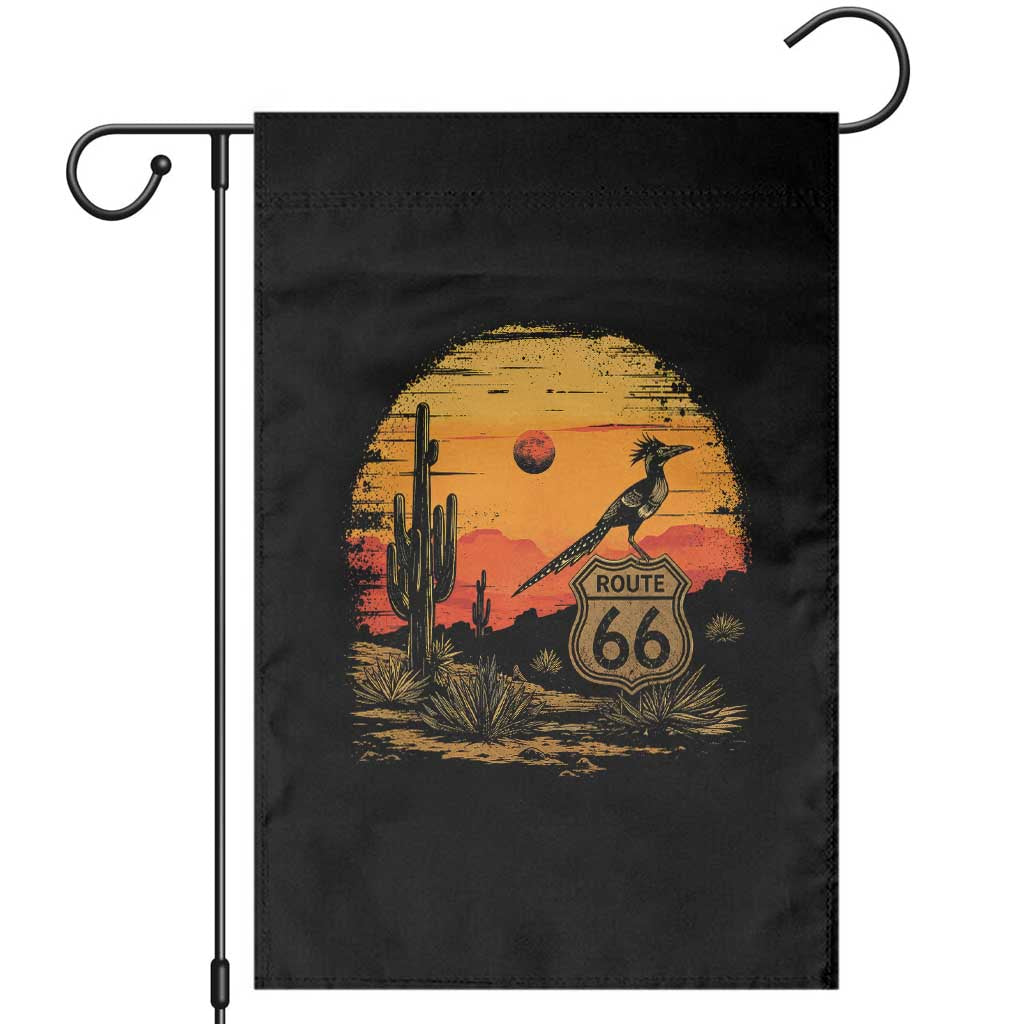 Route Highway 66 Roadrunner Desert Sunset Arizona Garden Flag Cactus Landscape Texas Nevada Southwest Bird Lover TS14 Black Print Your Wear