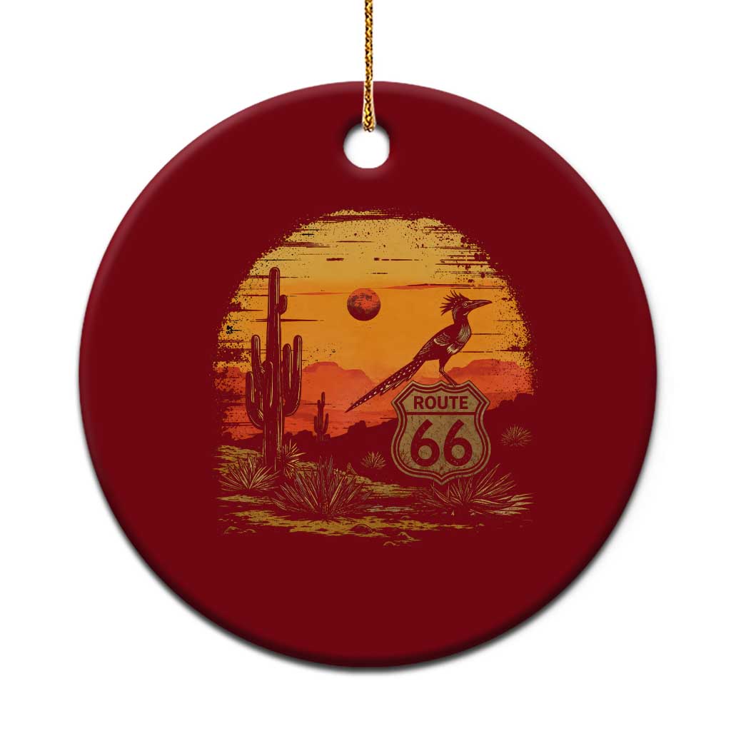 Route Highway 66 Roadrunner Desert Sunset Arizona Ceramic Ornament Cactus Landscape Texas Nevada Southwest Bird Lover TS14 1pc Red Print Your Wear