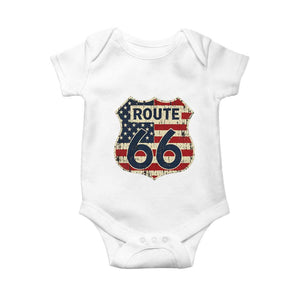 Route US 66 American Flag Americana Road Trip Baby Onesie TS14 White Print Your Wear