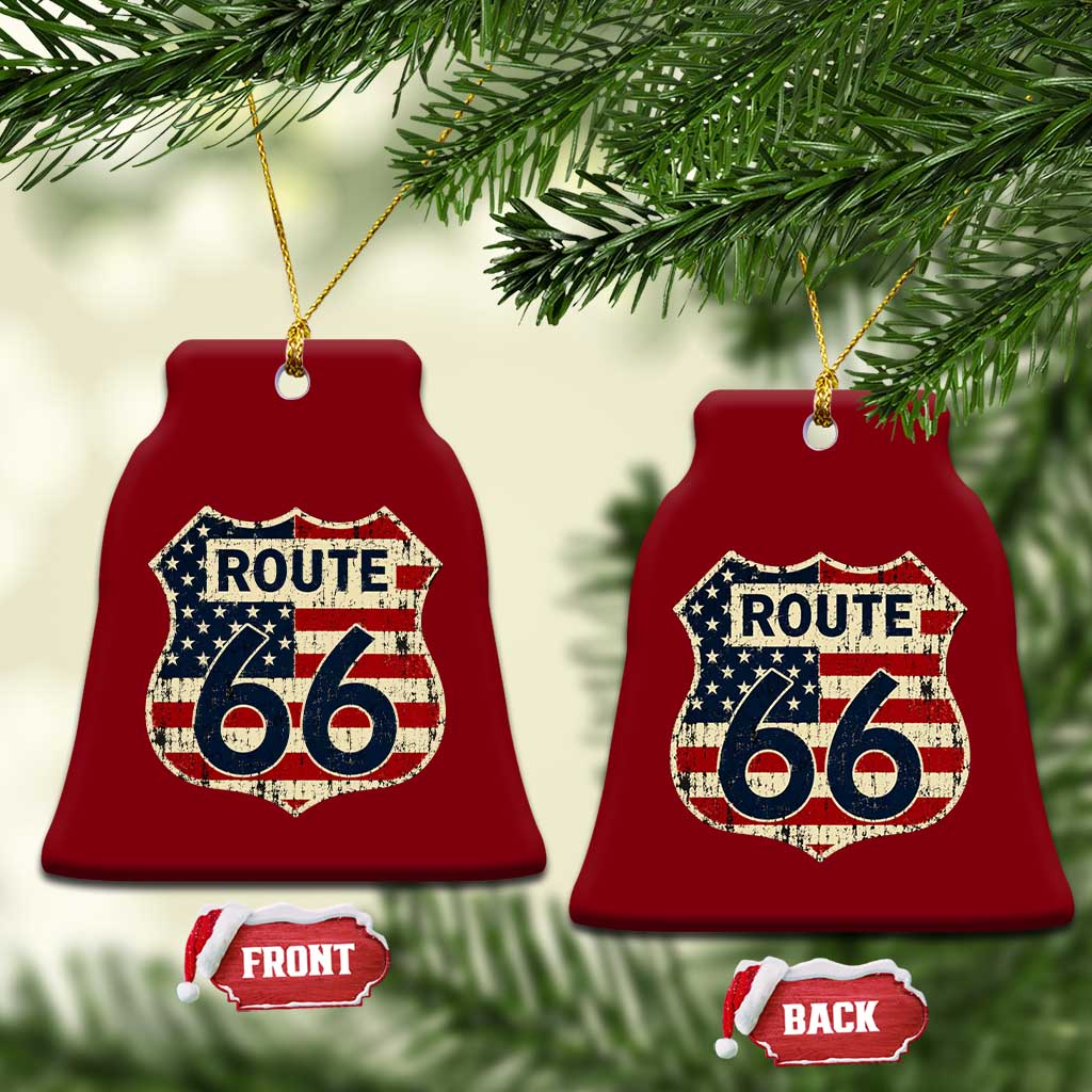 Route US 66 American Flag Americana Road Trip Ceramic Ornament TS14 Print Your Wear