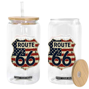 Route US 66 American Flag Americana Road Trip Glass Can TS14 Print Your Wear