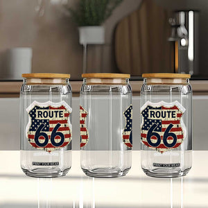 Route US 66 American Flag Americana Road Trip Glass Can TS14 Print Your Wear