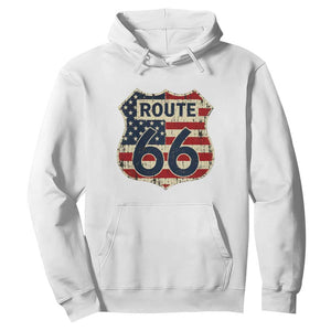 Route US 66 American Flag Americana Road Trip Hoodie TS14 White Print Your Wear