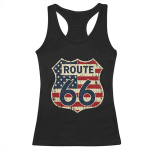Route US 66 American Flag Americana Road Trip Racerback Tank Top TS14 Black Print Your Wear