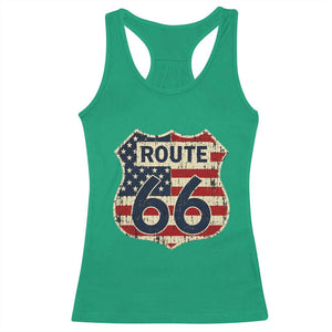 Route US 66 American Flag Americana Road Trip Racerback Tank Top TS14 Irish Green Print Your Wear