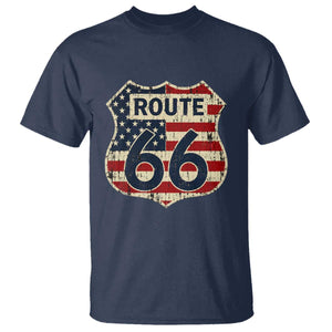 Route US 66 American Flag Americana Road Trip T Shirt TS14 Navy Print Your Wear