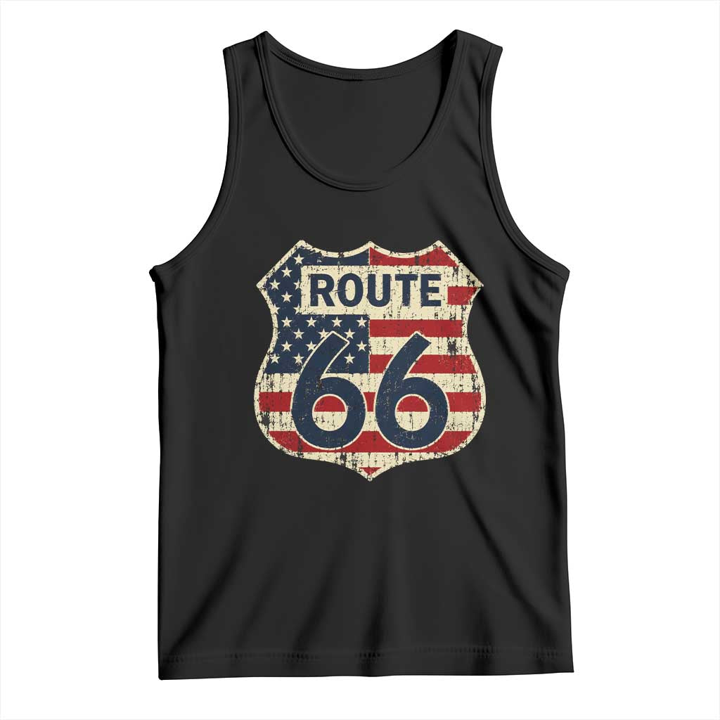 Route US 66 American Flag Americana Road Trip Tank Top TS14 Black Print Your Wear