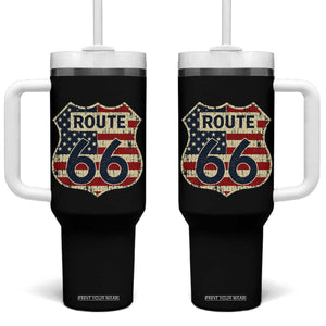 Route US 66 American Flag Americana Road Trip Tumbler With Handle TS14 One Size: 40 oz Black Print Your Wear