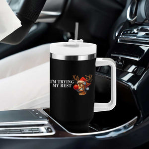 Funny Reindeer Christmas Meme Tumbler With Handle I Am Trying My Best TS14 Print Your Wear