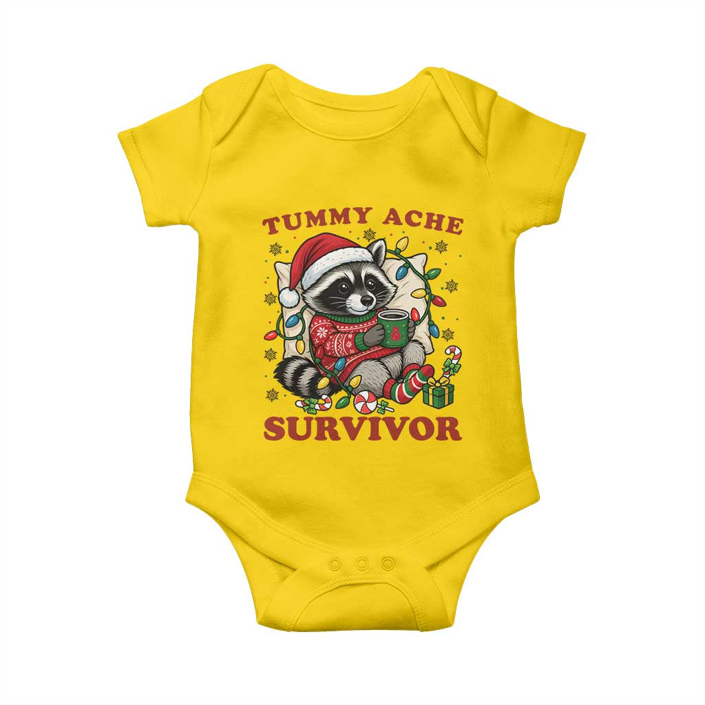 Funny Racoon Christmas Meme Baby Onesie Tummy Ache Survivor TS14 Daisy Print Your Wear