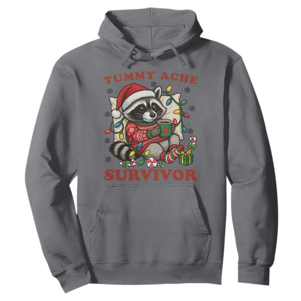 Funny Racoon Christmas Meme Hoodie Tummy Ache Survivor TS14 Charcoal Print Your Wear