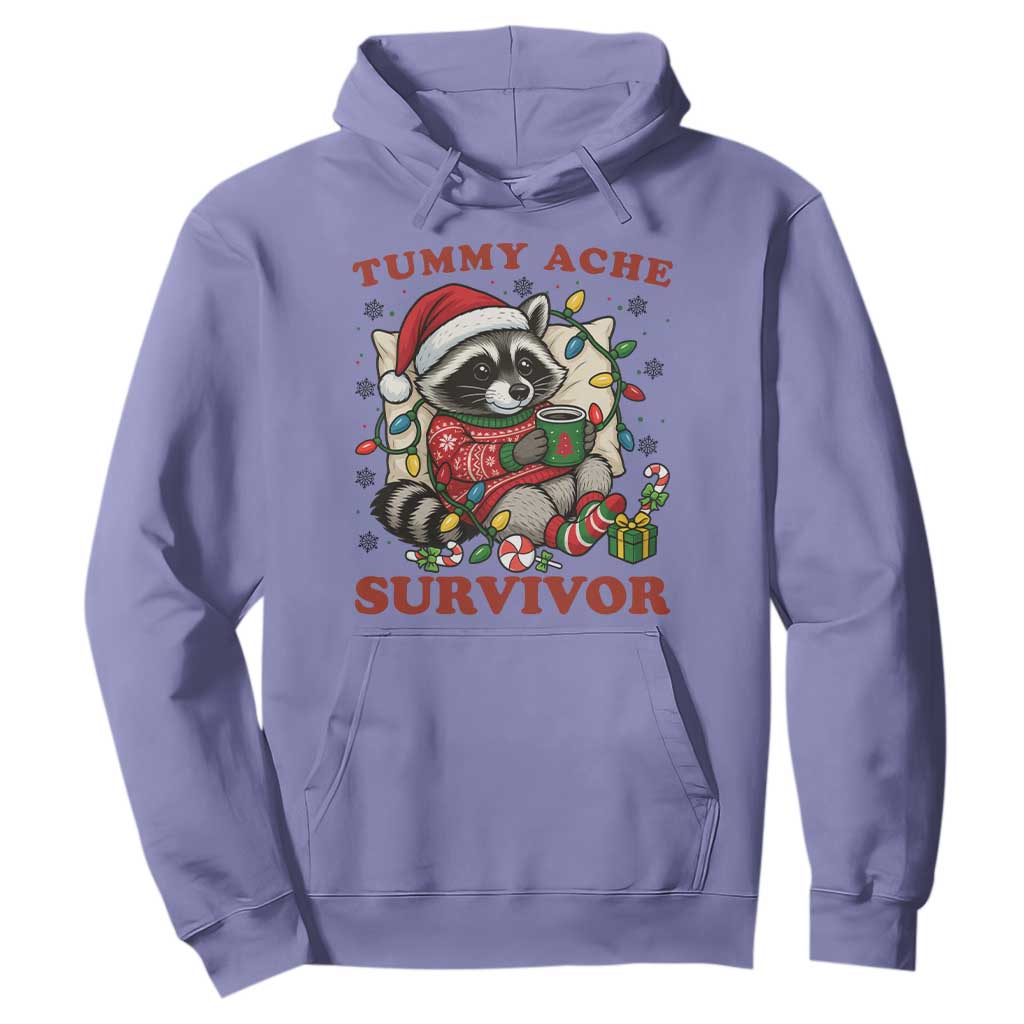 Funny Racoon Christmas Meme Hoodie Tummy Ache Survivor TS14 Violet Print Your Wear