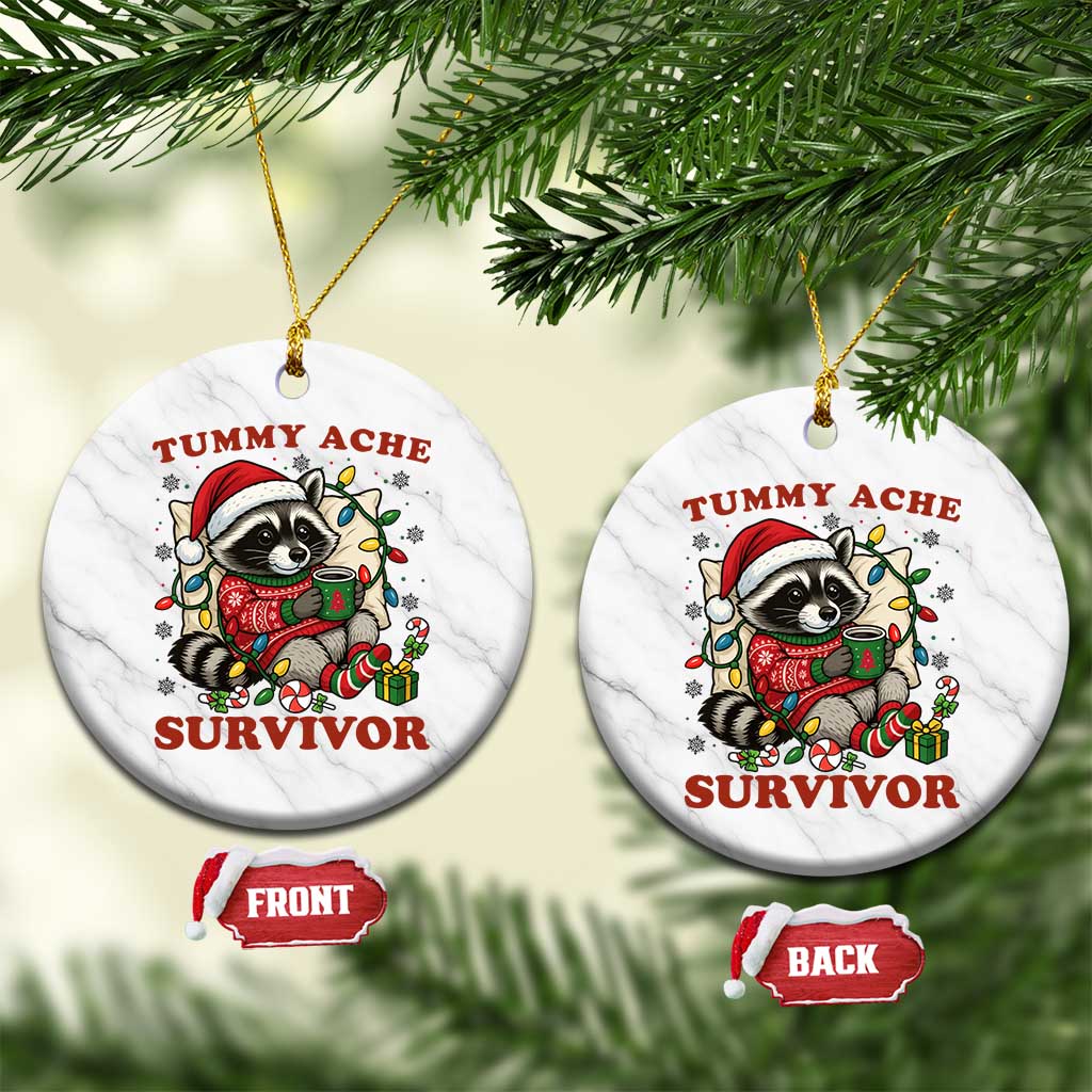 Funny Racoon Xmas Meme Ceramic Ornament Tummy Ache Survivor TS14 1pc White Marble Print Your Wear