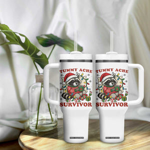 Funny Racoon Christmas Meme Tumbler With Handle Tummy Ache Survivor TS14 Print Your Wear