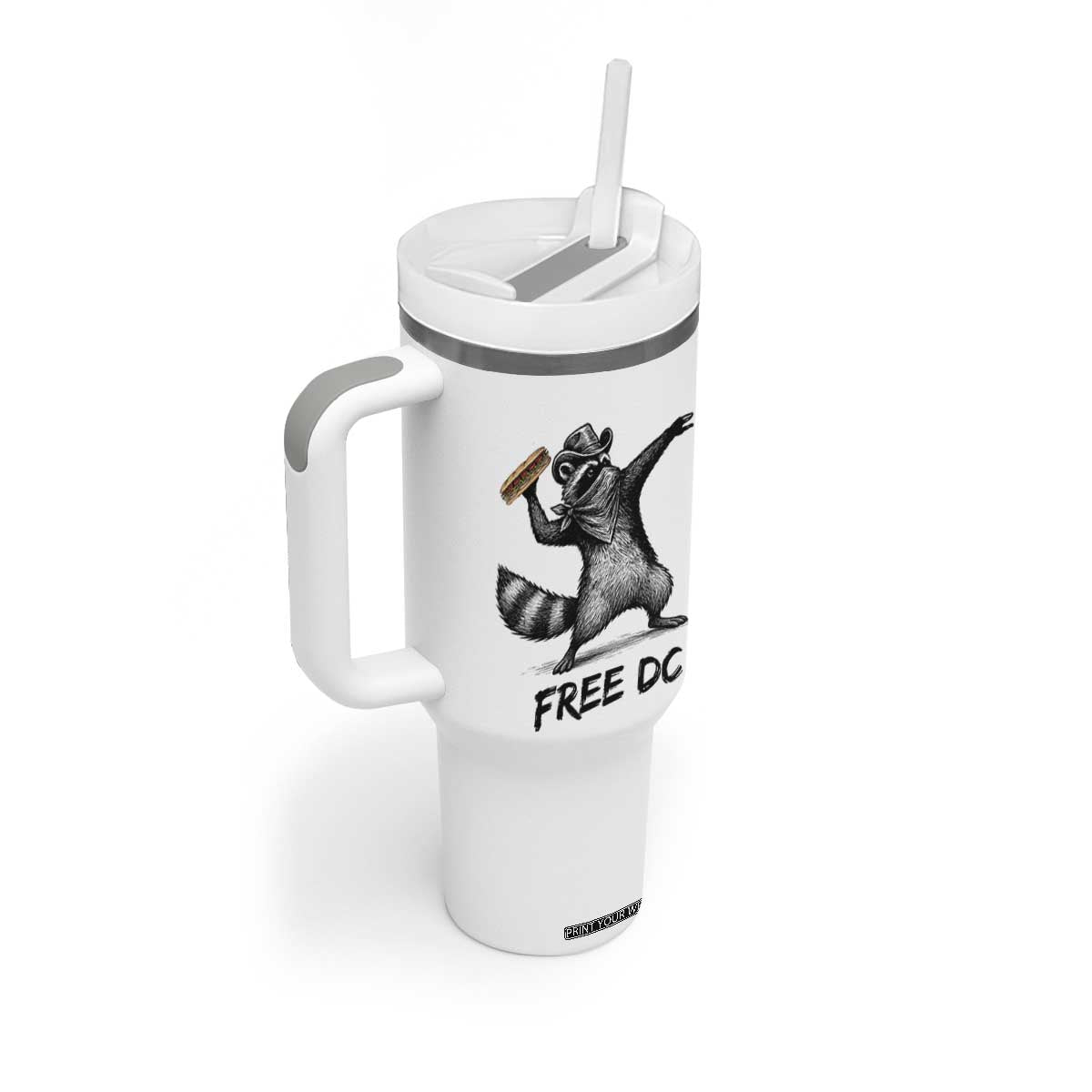 The Sandwich Guy Free DC Tumbler With Handle Funny Racoon Meme TS14 Print Your Wear