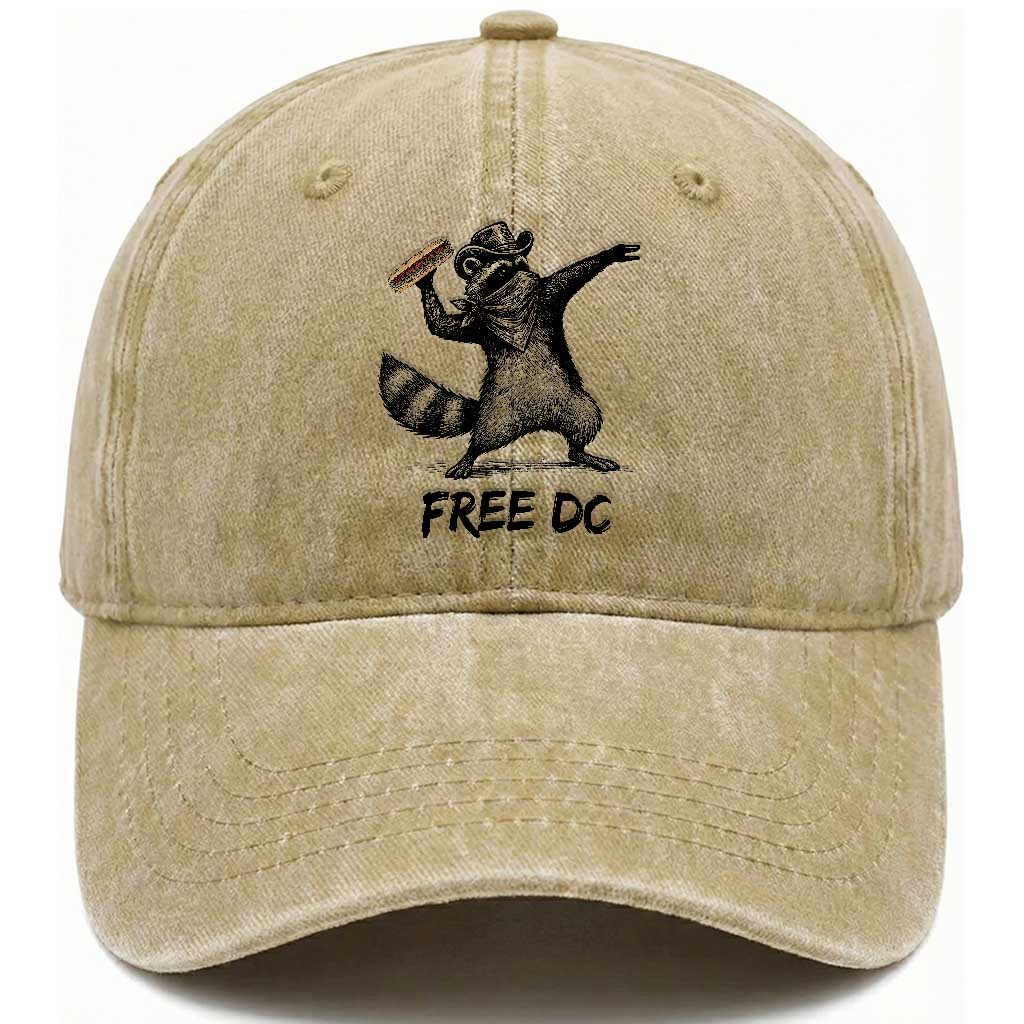 The Sandwich Guy Free DC Washed Cotton Baseball Cap Funny Racoon Meme TS14 Washed Cap Universal Fit Khaki Print Your Wear
