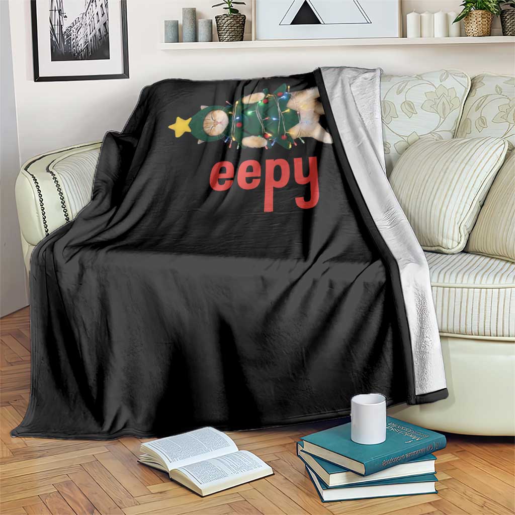 Cat Christmas Meme Throw Blanket Eepy Kitten Silly Sleepy TS14 Print Your Wear