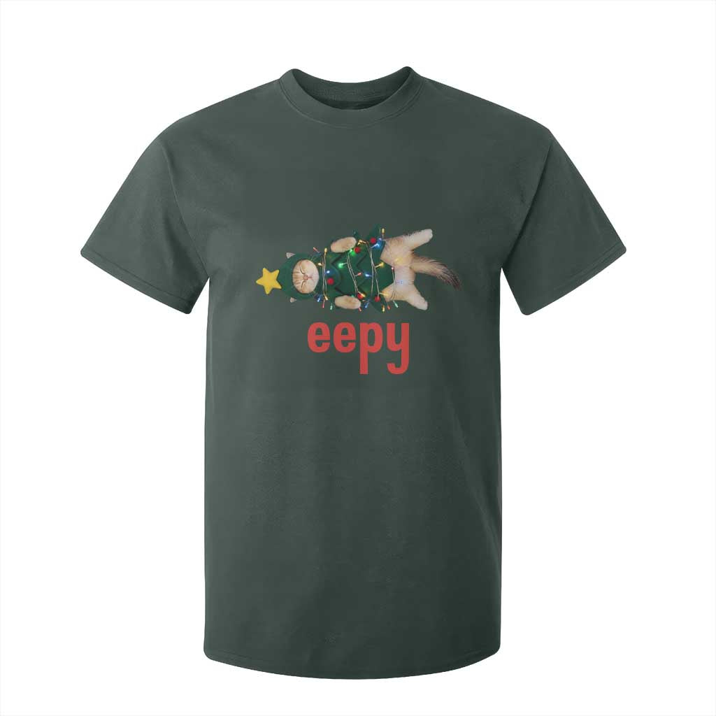 Cat Christmas Meme T Shirt For Kid Eepy Kitten Silly Sleepy TS14 Dark Forest Green Print Your Wear