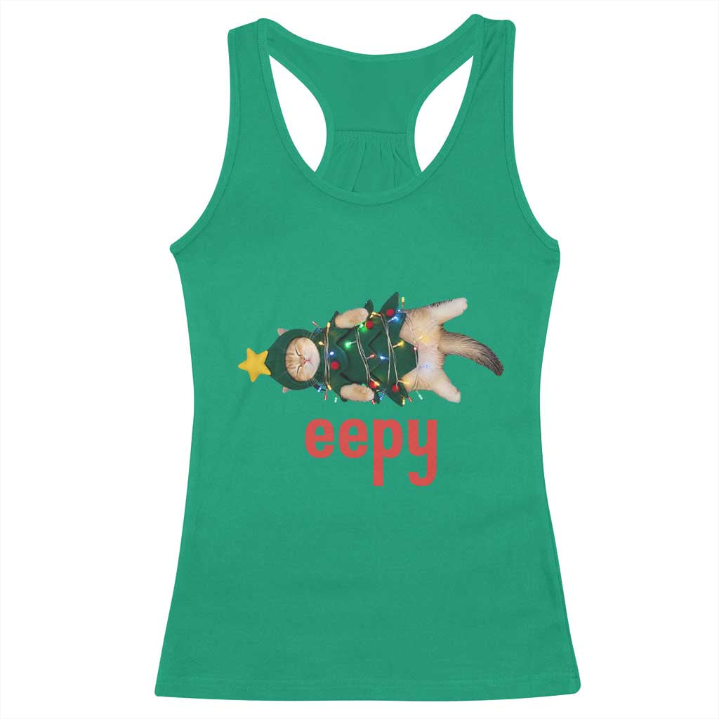 Cat Christmas Meme Racerback Tank Top Eepy Kitten Silly Sleepy TS14 Irish Green Print Your Wear