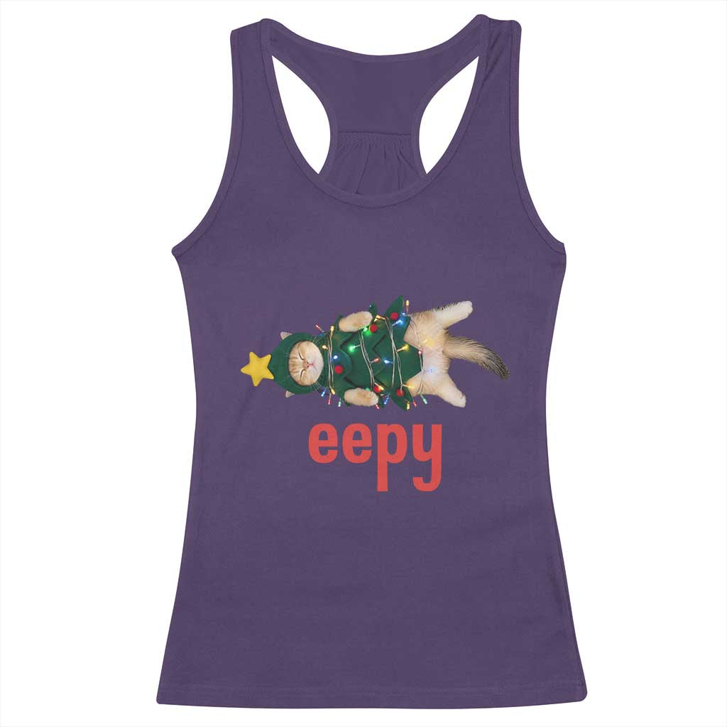 Cat Christmas Meme Racerback Tank Top Eepy Kitten Silly Sleepy TS14 Purple Print Your Wear