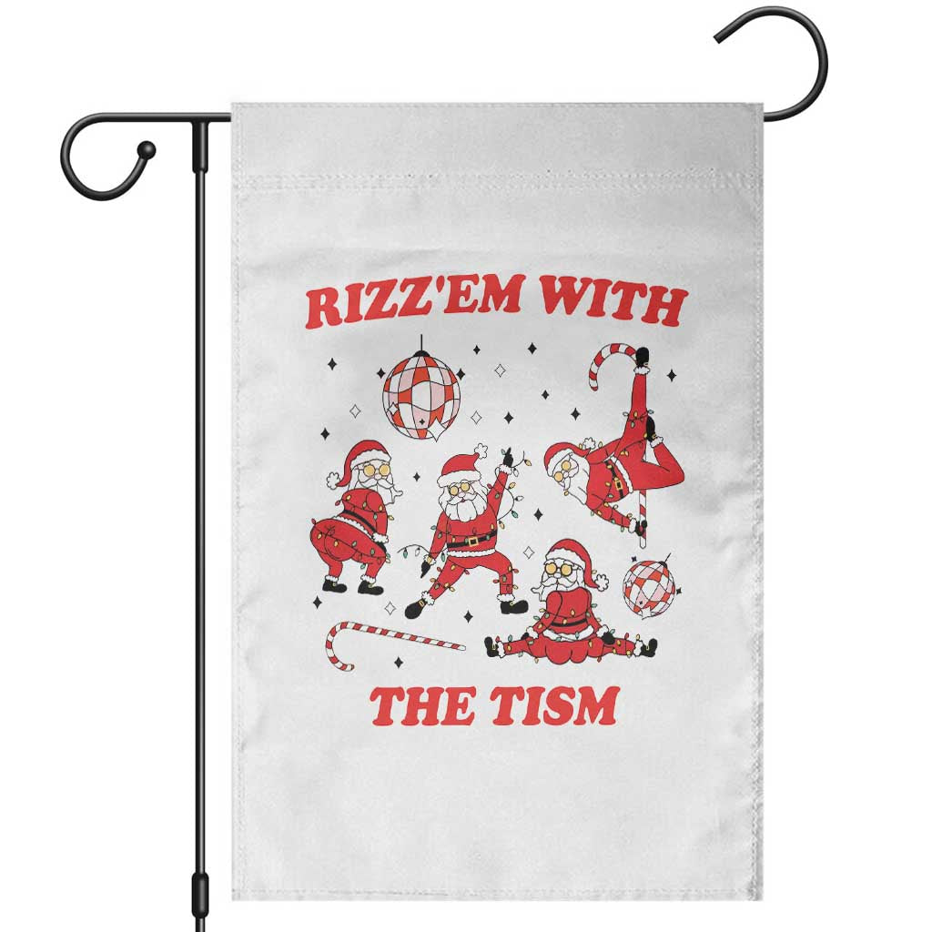 Funny Santa Christmas Garden Flag Rizz Em With The Tism TS14 White Print Your Wear