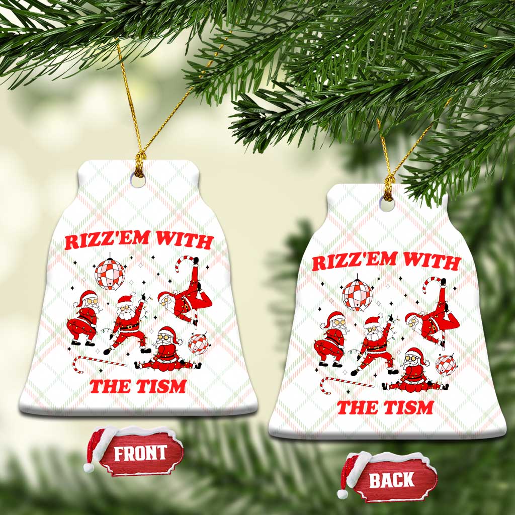 Funny Santa Xmas Ceramic Ornament Rizz Em With The Tism TS14 Print Your Wear