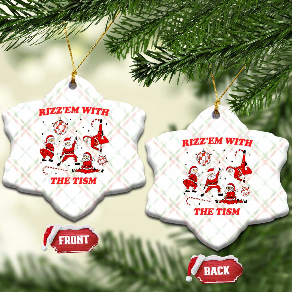 Funny Santa Xmas Ceramic Ornament Rizz Em With The Tism TS14 Print Your Wear