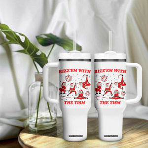 Funny Santa Christmas Tumbler With Handle Rizz Em With The Tism TS14 Print Your Wear