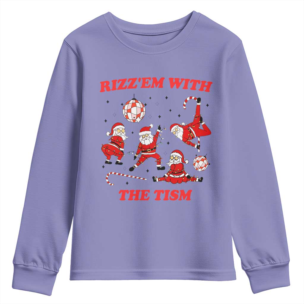 Funny Santa Christmas Youth Sweatshirt Rizz Em With The Tism TS14 Violet Print Your Wear