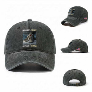 Funny Alpha Wolf Christmas Meme Washed Cotton Baseball Cap Human By Chance Alpha By Choice TS14 Washed Cap Universal Fit Dark Green Print Your Wear