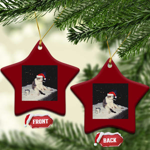 Funny Smoking Cat Xmas Meme Ceramic Ornament TS14 Print Your Wear