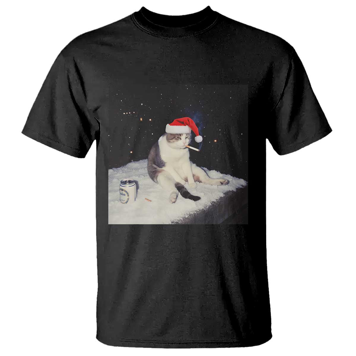 Funny Smoking Cat Christmas Meme T Shirt TS14 Black Print Your Wear