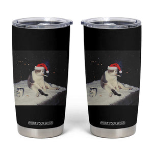 Funny Smoking Cat Christmas Meme Tumbler Cup TS14 Black Print Your Wear