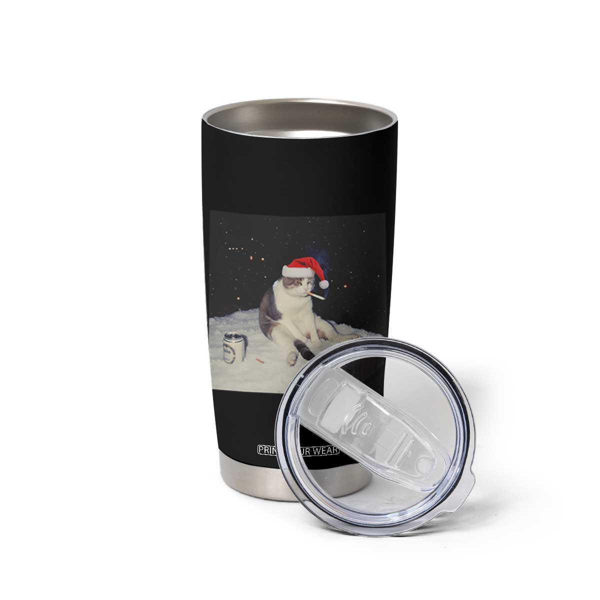 Funny Smoking Cat Christmas Meme Tumbler Cup TS14 Print Your Wear
