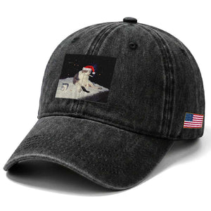 Funny Smoking Cat Christmas Meme Washed Cotton Baseball Cap TS14 Print Your Wear