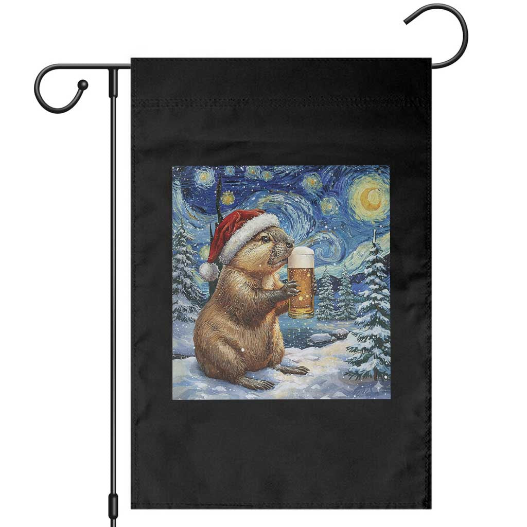 Otter Beer Christmas Garden Flag Starry Night Van Gogh TS14 Black Print Your Wear