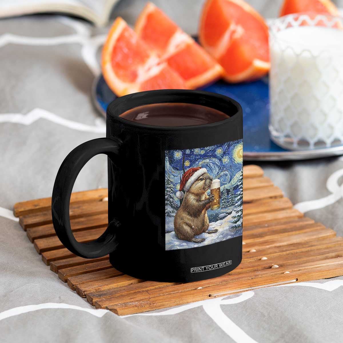 Otter Beer Christmas Coffee Mug Starry Night Van Gogh TS14 Print Your Wear