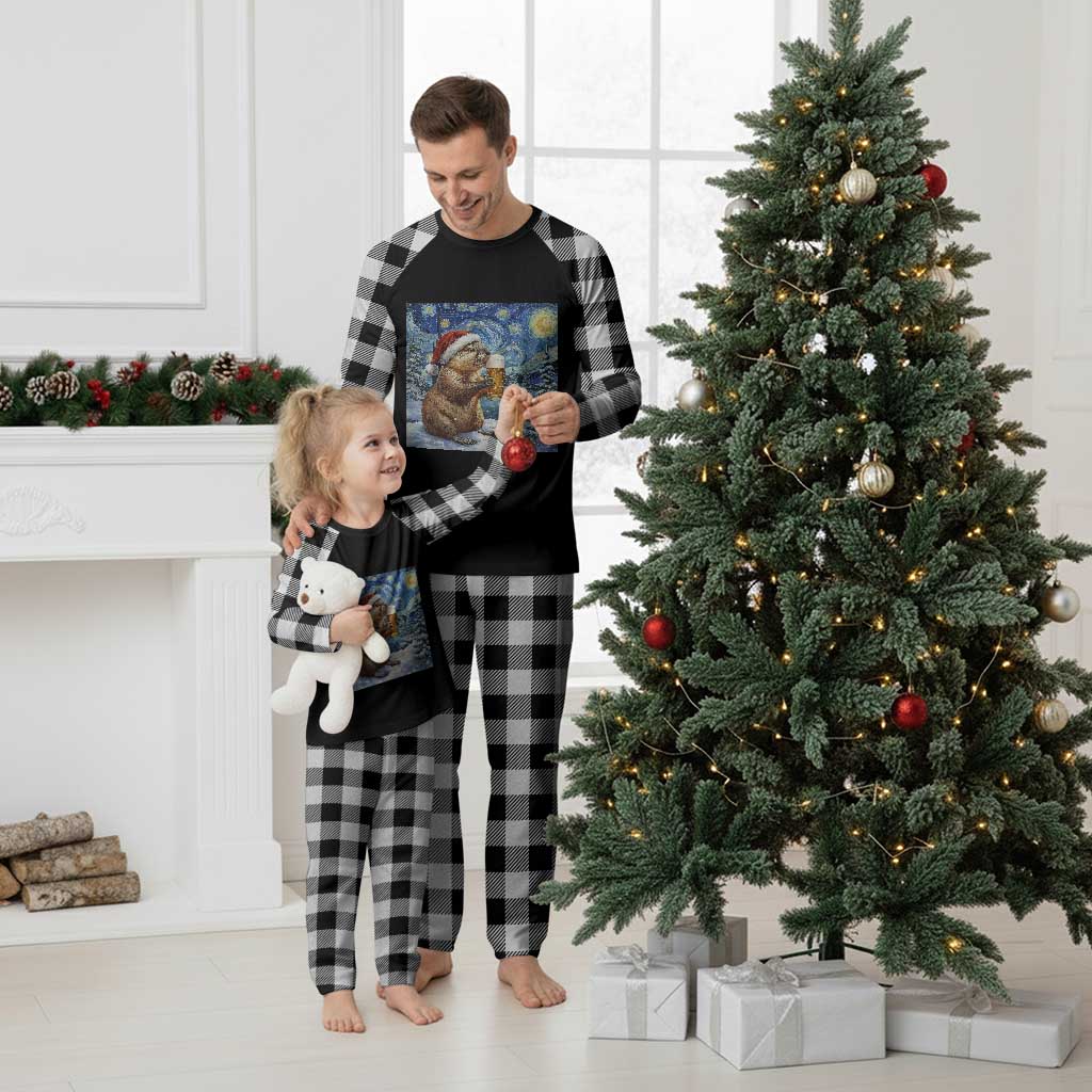 Otter Beer Christmas Plaid Pajama Set Starry Night Van Gogh TS14 White Plaid Print Your Wear