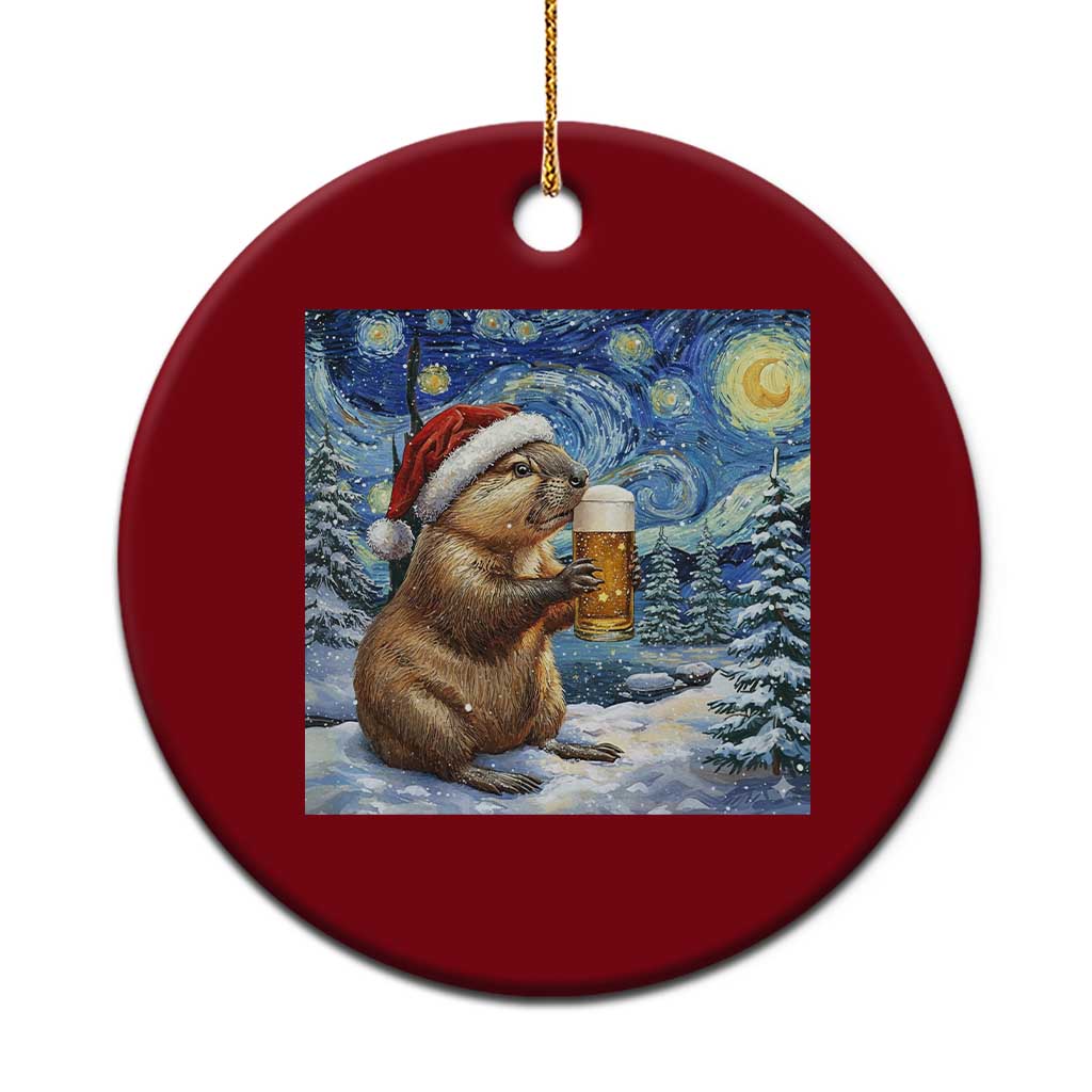 Otter Beer Xmas Ceramic Ornament Starry Night Van Gogh TS14 1pc Red Print Your Wear