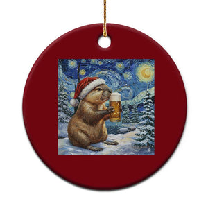 Otter Beer Xmas Ceramic Ornament Starry Night Van Gogh TS14 1pc Red Print Your Wear