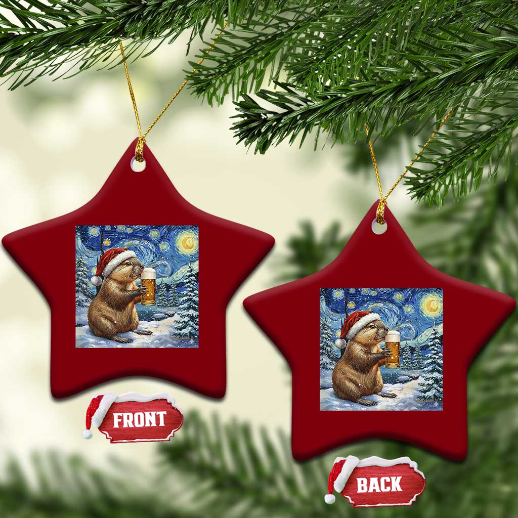 Otter Beer Xmas Ceramic Ornament Starry Night Van Gogh TS14 Print Your Wear