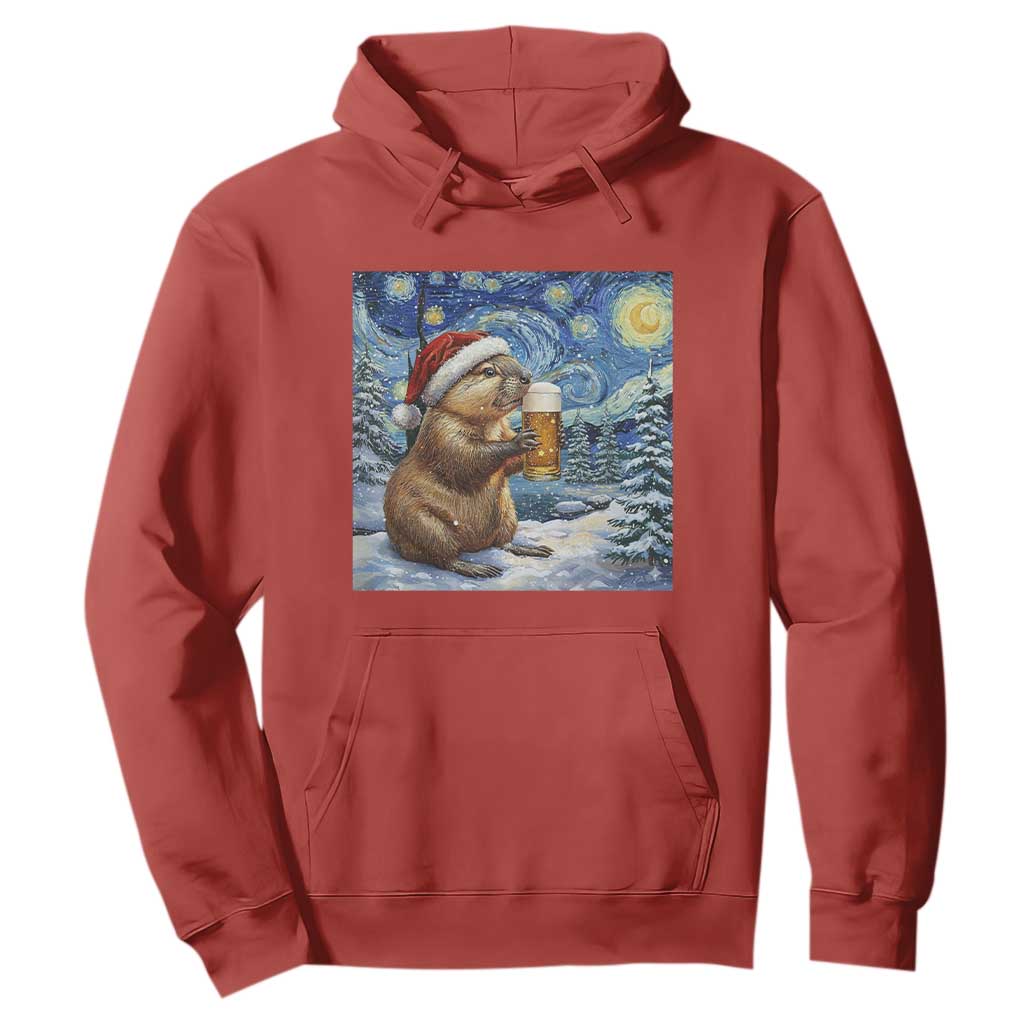 Otter Beer Christmas Hoodie Starry Night Van Gogh TS14 Red Print Your Wear