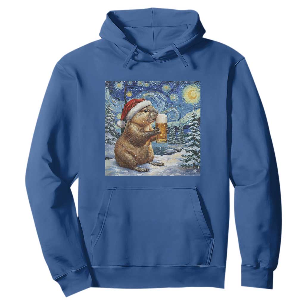 Otter Beer Christmas Hoodie Starry Night Van Gogh TS14 Royal Blue Print Your Wear