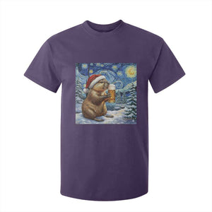 Otter Beer Christmas T Shirt For Kid Starry Night Van Gogh TS14 Purple Print Your Wear