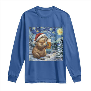 Otter Beer Christmas Long Sleeve Shirt Starry Night Van Gogh TS14 Royal Blue Print Your Wear