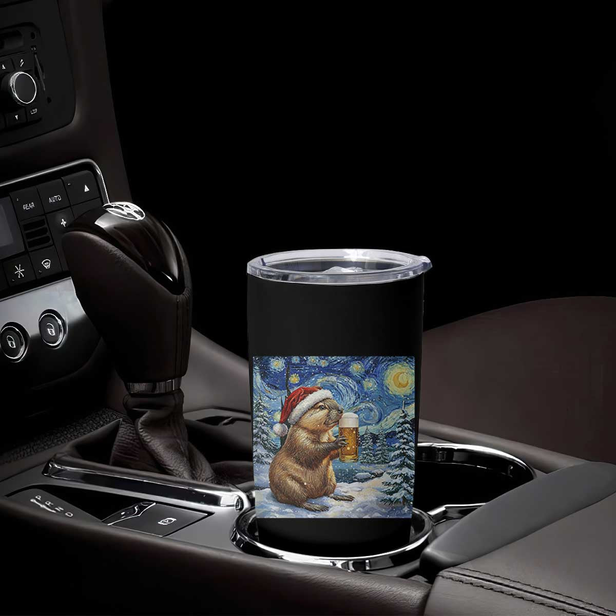 Otter Beer Christmas Tumbler Cup Starry Night Van Gogh TS14 Print Your Wear